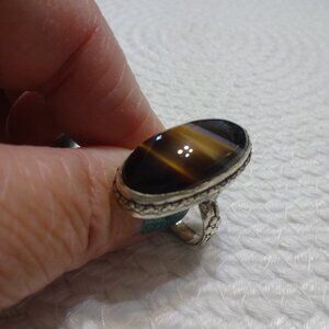Beautiful MONTANA AGATE Handmade Sterling 925 Ring Size 9 #759C